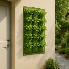 Painel Jardim Vertical Natural Impermeável Paisagismo Decoração Jardinagem Com 18 Bolsos